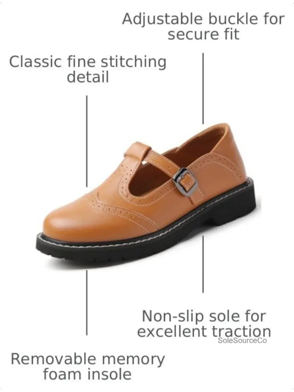 Vintage T-Strap Brogue Mary Jane Shoes Platform Oxfords Faux Leather